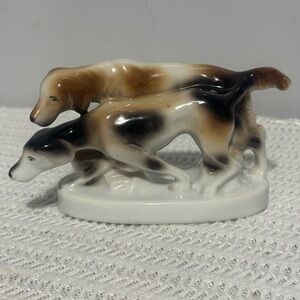 Vintage Porcelain  Dog Figurine - Brown and Black Japan